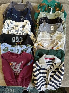 Bundle Kids Tops & Sweaters - Navy, Gray, Green, Burgundy, Cream